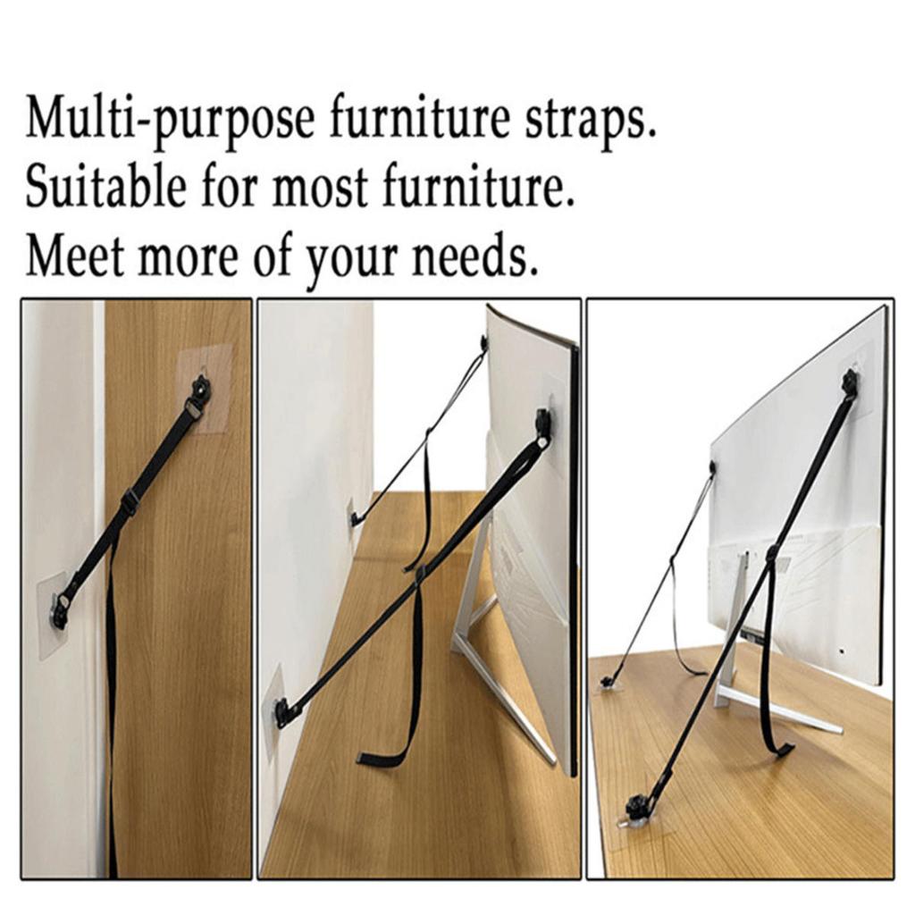 Adjustable TV Safety Straps No-Drill Adhesive Anti-Tip Furniture Anchors for Baby Proofing Flat Screens Fix To Wall
