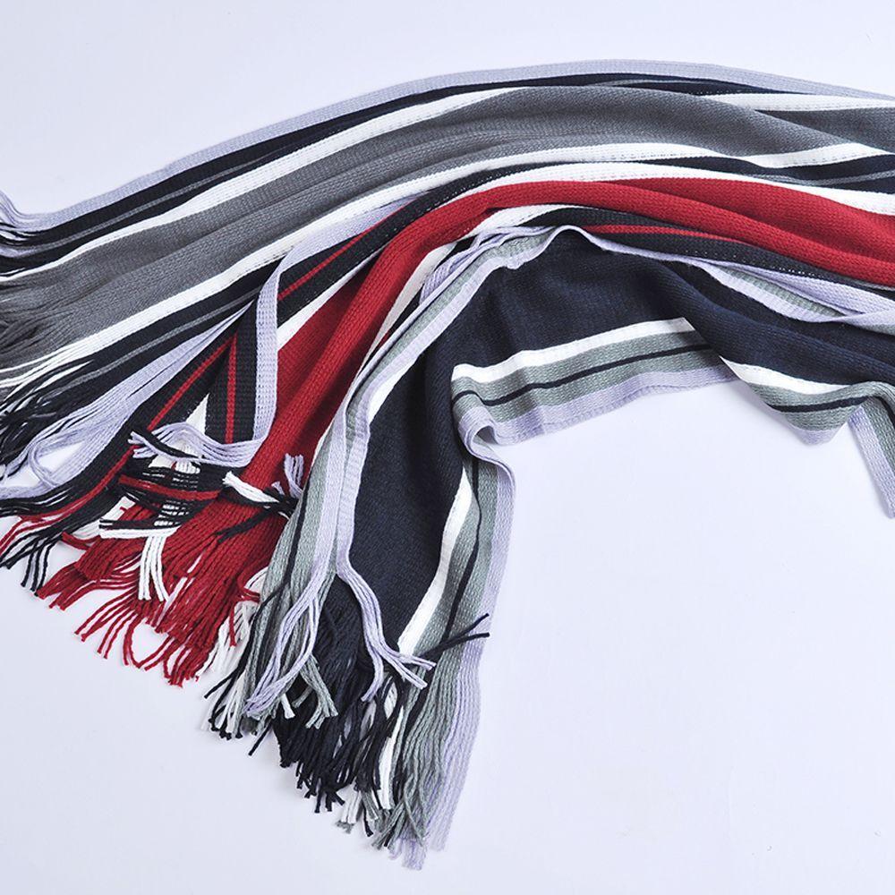 Business Affairs Scarves Knit Scarf Warm Winter Fringed Muffler Striped Scarf Scarf Tassel Scarf