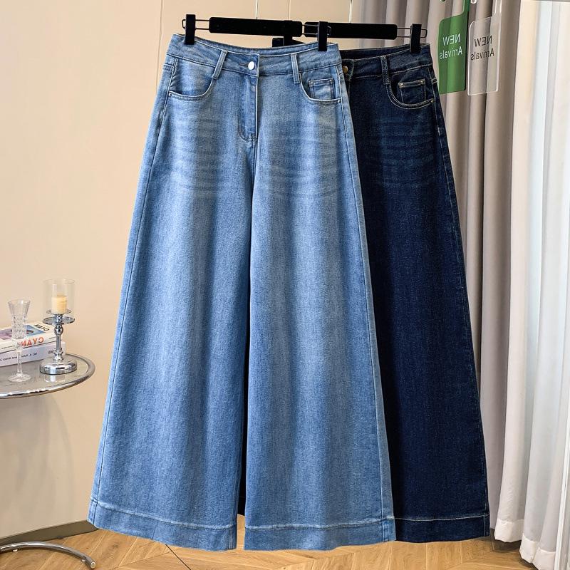 Women s High Waist Retro Blue Wide-Leg Bell Bottom Jeans L