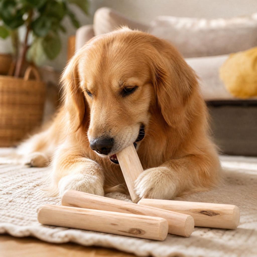 Natural Coffee Wood Dog Stick - Toy for Aggressive Chewers, M Size