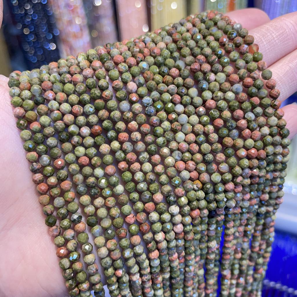 2mm Natural Stone Amethyst Tiger Eye Lapis Lazuli Beads Inlaid with Bright Pearl Jewelry Making DIY Necklace Bracelet Jewelry