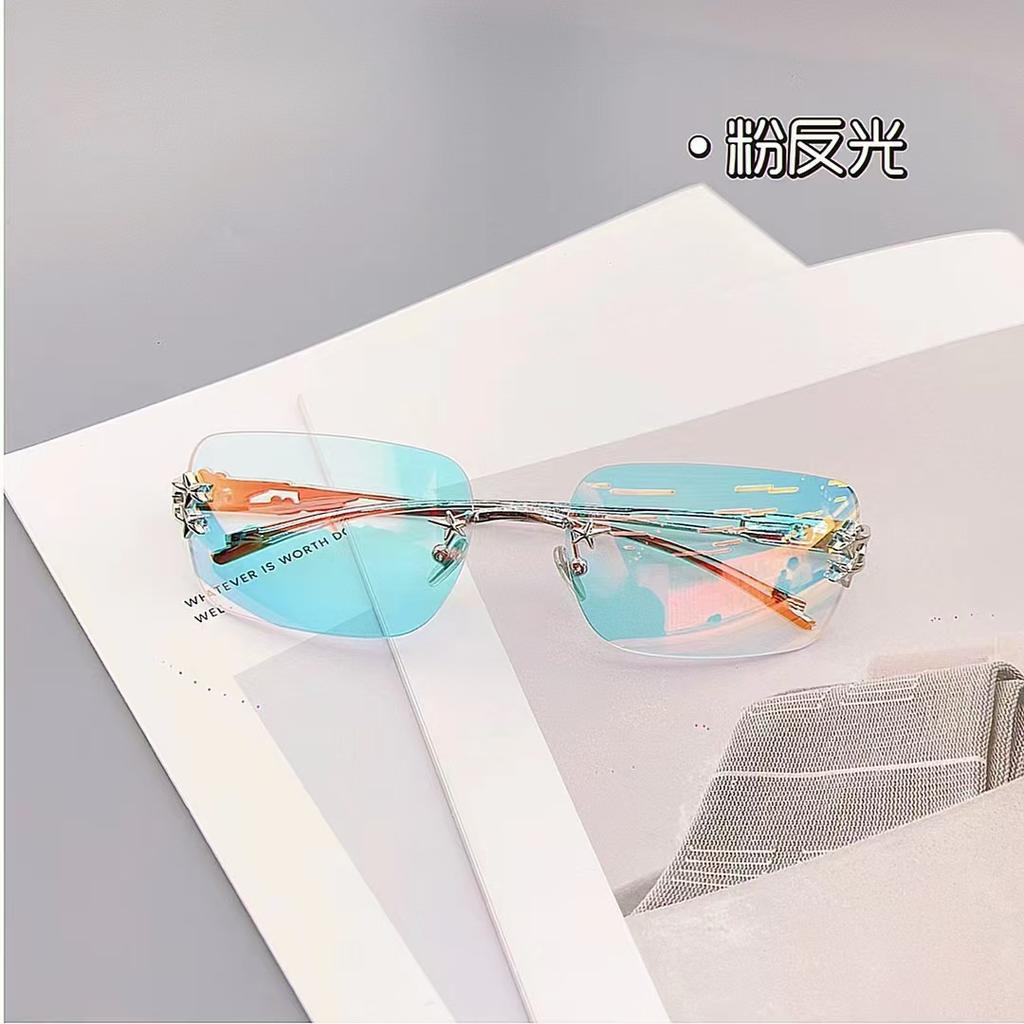 Korean Style Sunglasses For Women Rectangle Shape Rimless  Hot Sexy Women'S Sun Glasses Rhinestone Outdoor Sunglass