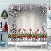 Snowman Christmas Tree Shower Curtain Merry Christmas Gift Polyester Fabric Home Shower Curtain Bathroom Decoration with Hooks