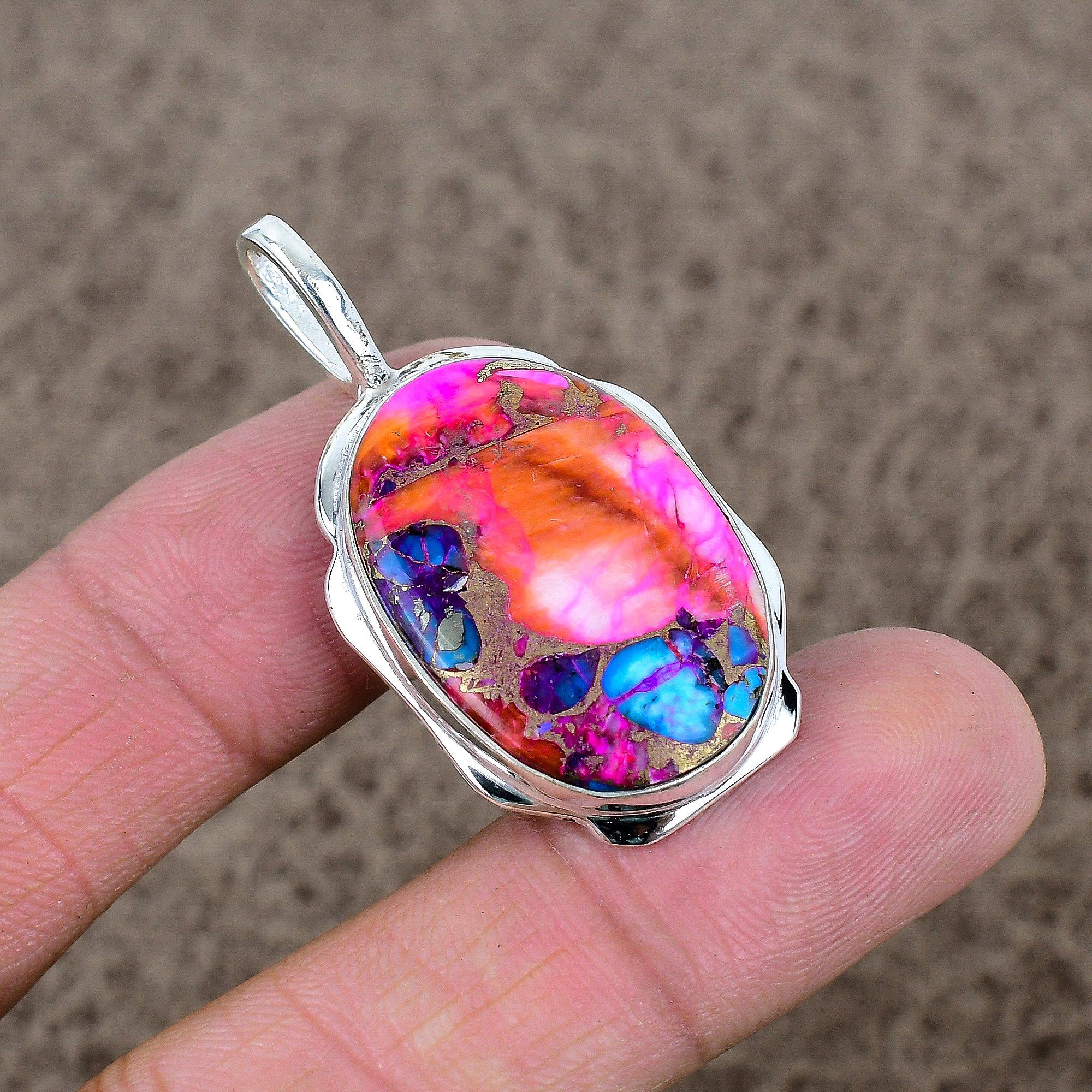 

Spiny Oyster Gemstone Handmade 925 Sterling Silver Jewelry Pendant 1.77 KKG-370