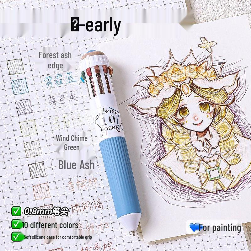 Blue Fruit 88 Multi-Color Ballpoint Pen Set: Stackable Press-Type, 10 Color Options for Journaling and Art, Perfect for Primary Students