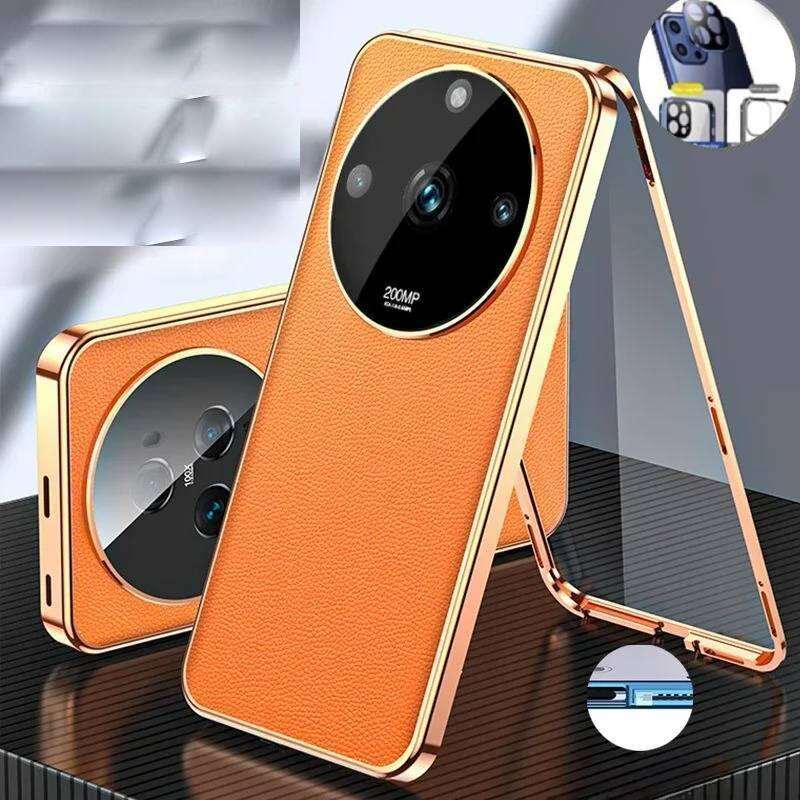 Etui na OnePlus ACE 2 3 3V 11 12 13 Pro, Aluminiowy Bumper z Bokami z Hartowanego Szkła i Skórzanym Tyłem, Bumpery na Telefon