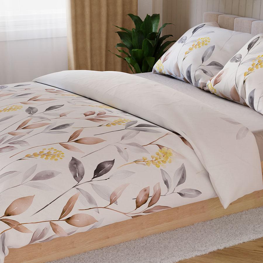 ZARIA Bedding Set 220x200 Cm - Satin Cotton, Delicate Floral Pattern