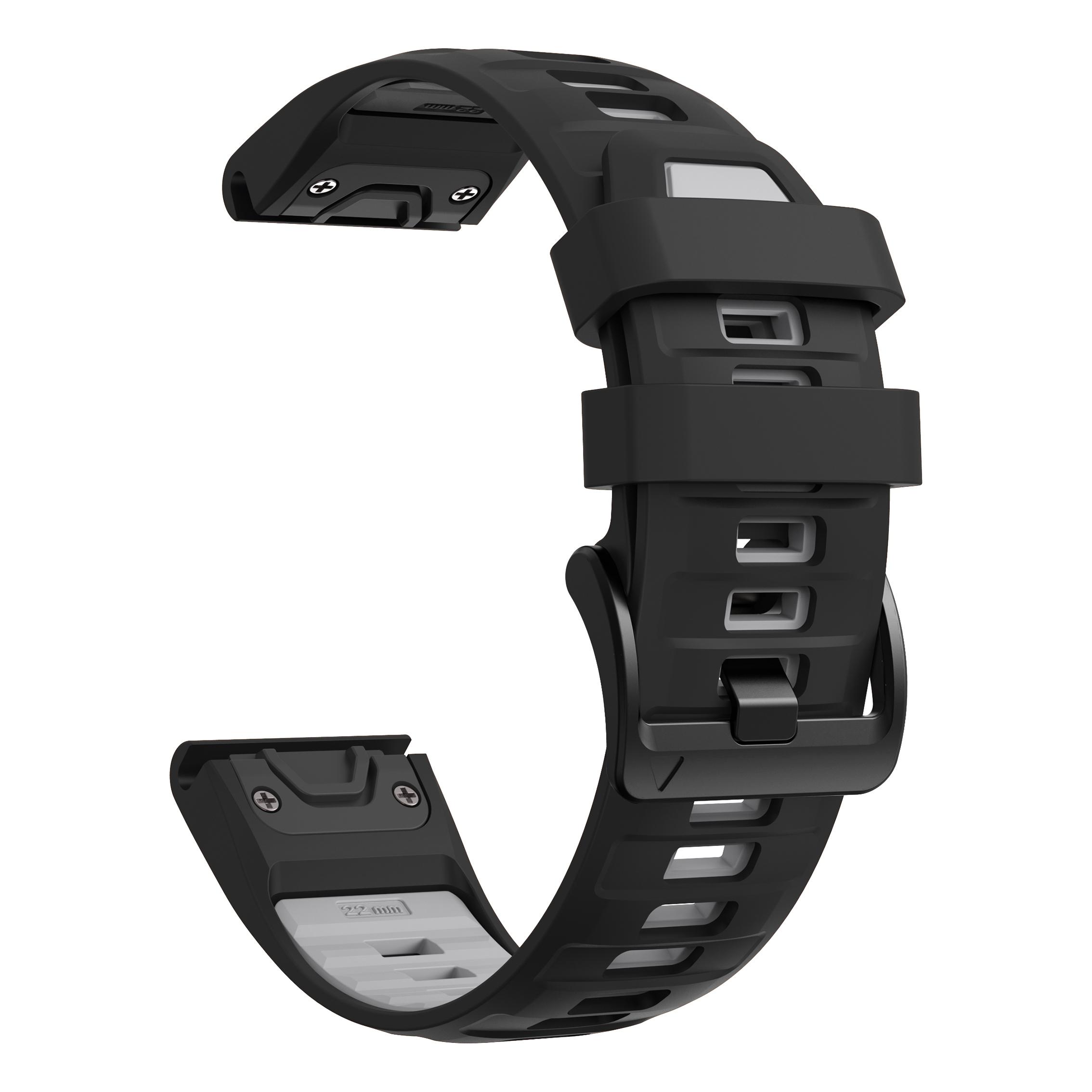 

22/26mm Silicone Band For Garmin Fenix8 pro E 7X 6X Pro Sport Bracelet Epix/Quatix/Tactix 8 7Pro/Descent Mk3 Quick Release Strap 1PCS QuickFit 22mm черный серый