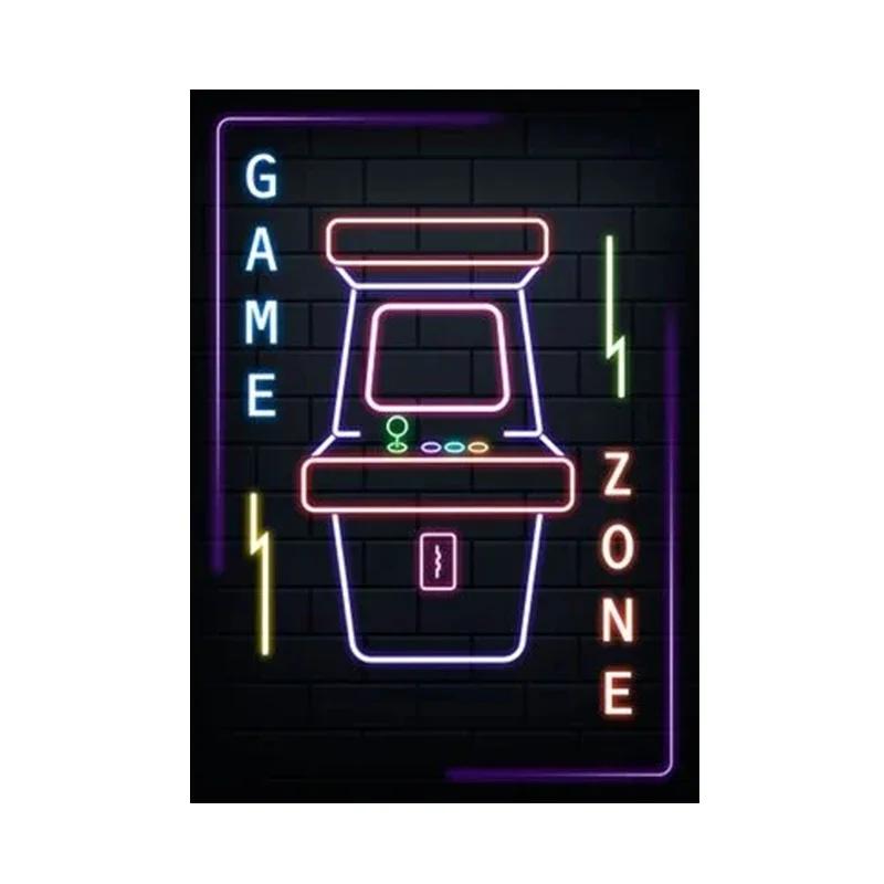Nordic Cats And Gaming Neon Art Posters and Prints Canvas Painting Wall Pictures for Boys Game Room Wall Decor Home Decor