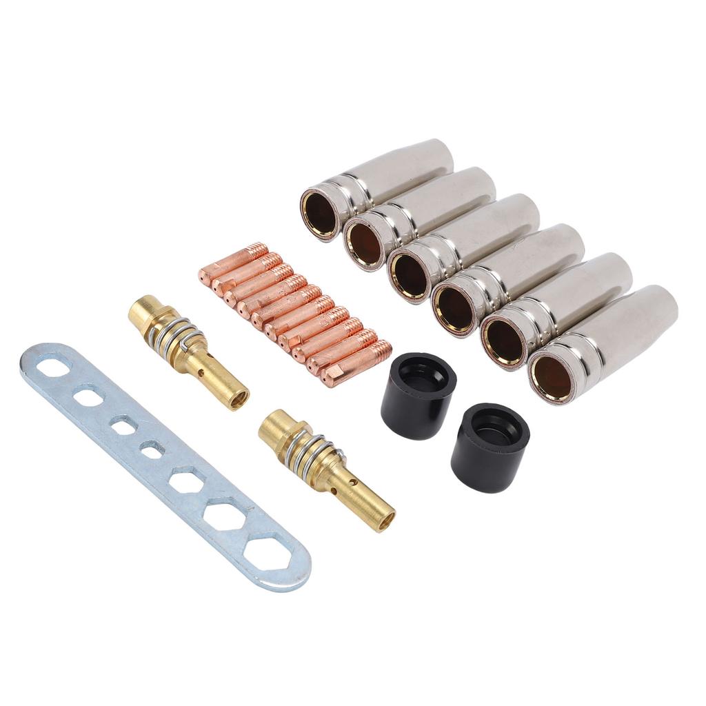 21Pcs Welding Gun Accessory Kit Brass 0.8mm Contacting Tip Gas Nozzle Gas Diffuser Set for MB15 15AK MIG MAG Welding Gun