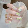 Wear nail finished product wholesale sweet and gentle rose bow nail piece long fake nail nail patch U52