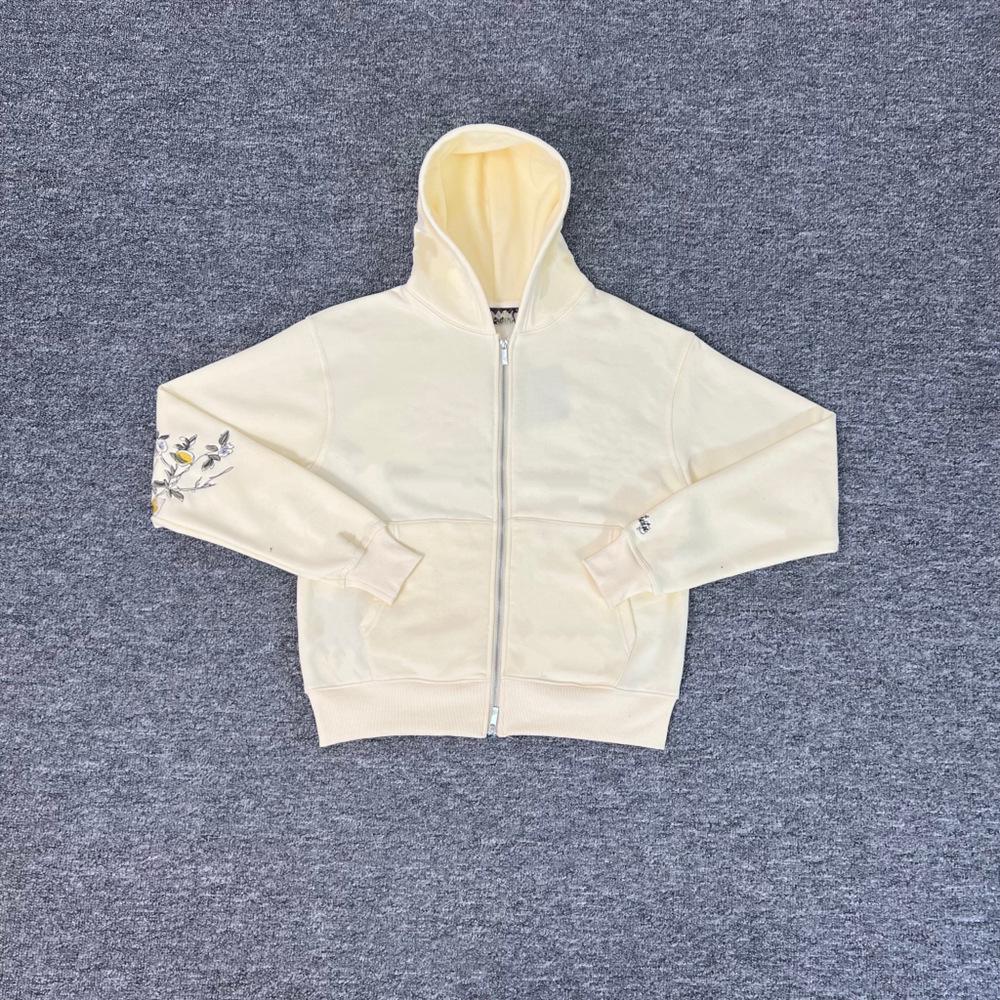 Derschutze "Garden of Eden" Embroidered Fleece Zip-Up Hoodie for Men & Women.