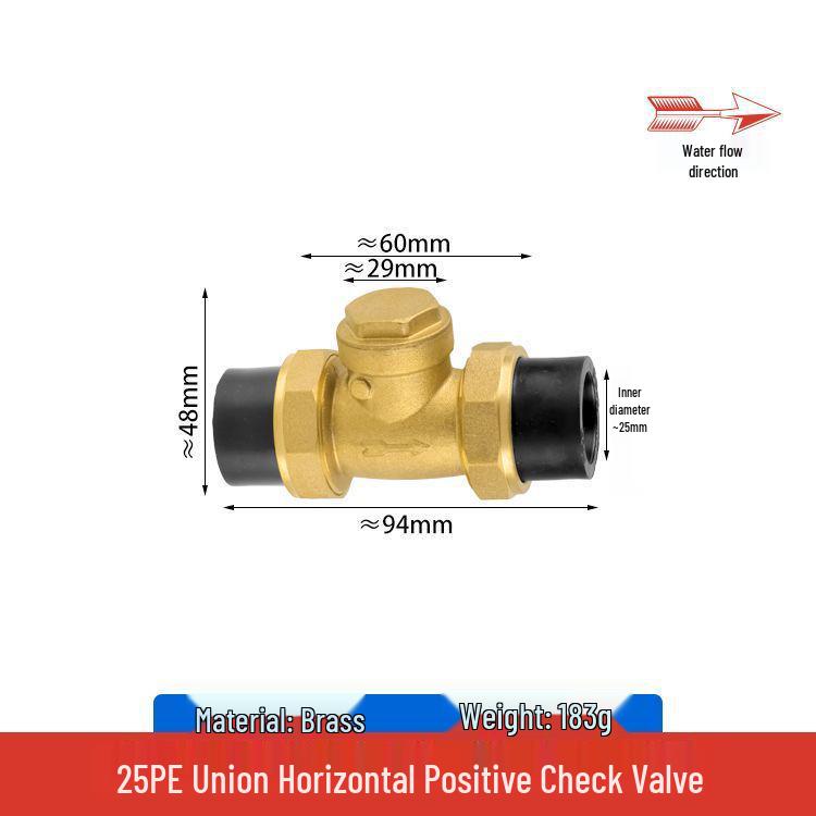 Copper Horizontal Bathroom Double Backflow One-Way Check Valve, Household Water Pipe Fittings, Non-Return Valve, 4/6 inch (DN20/25).