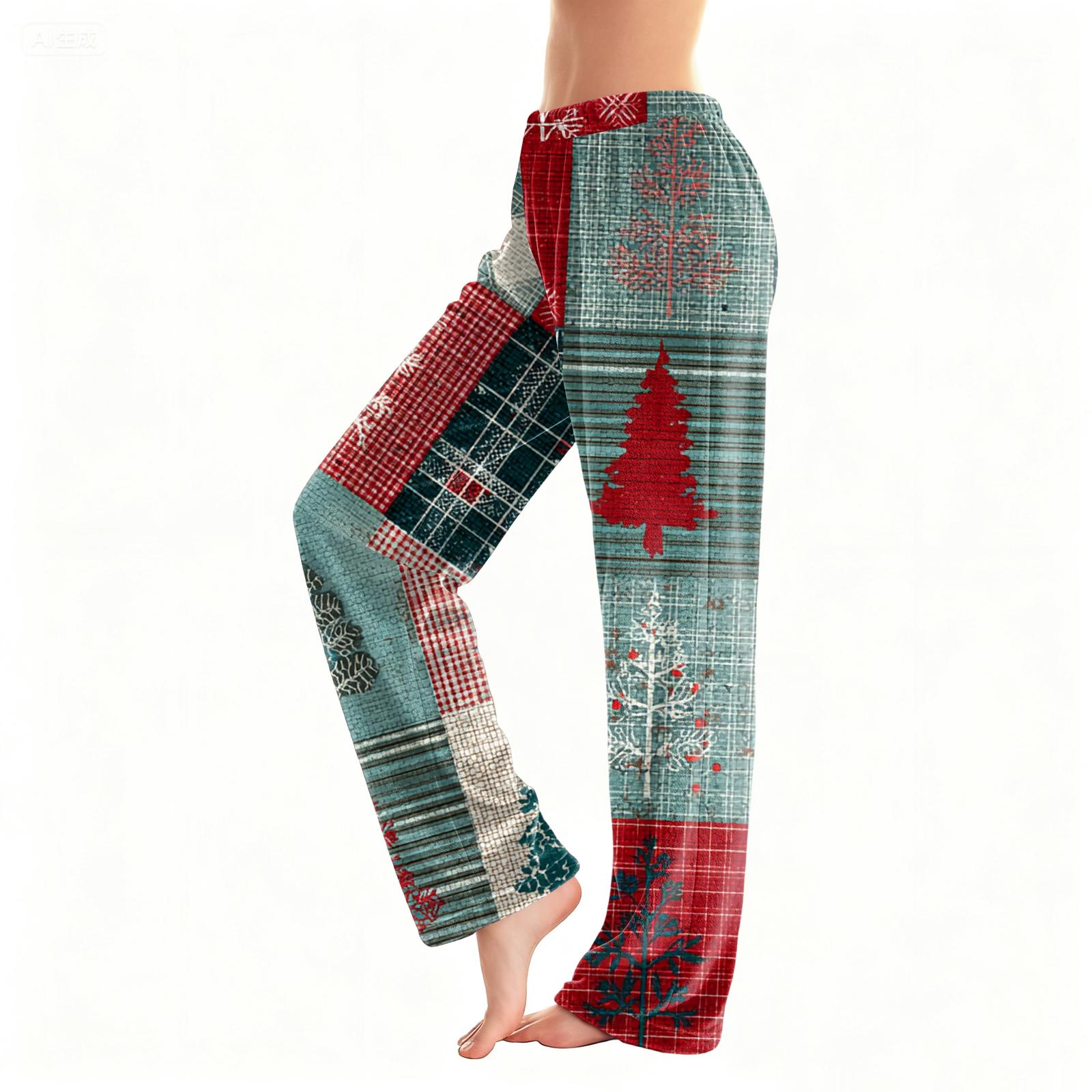 

Женские повседневные модные фланелевые брюки с рождественским принтом, пижамные брюки M