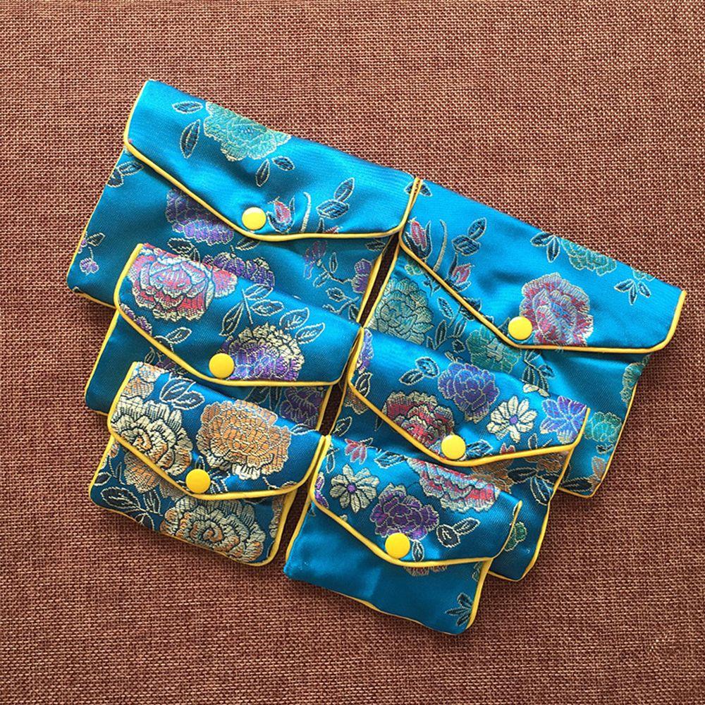 Silk Embroidery Gifts Bracelace Brocade Handmade Buckle Zipper Floral Coin Purse Jewelery Storage Handbags Wallet Jewelery Bag