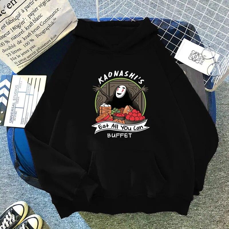 Миядзаки Хаяо Унесенные призраками милый аниме мультфильм толстовка WoUnisex Harajuku Ulzzang Kawaii графический свитшот зимняя женская толстовка L