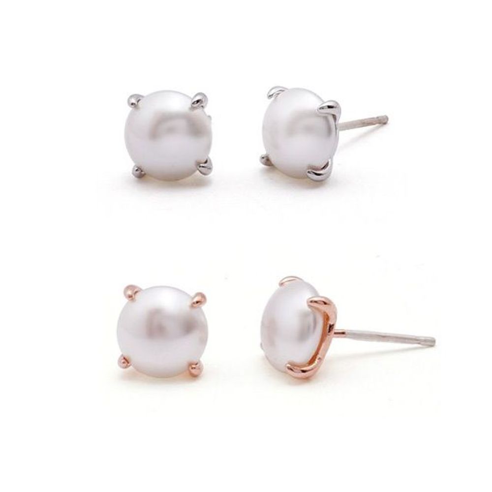 E426 White Austrian Genuine Pearl Silver Needle Earrings