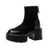 Martin Boots Women's High-heeled Boots New Autumn and Winter Platform Short Boots Thick Heel Elastic Thin Boots Retro Socks Boots