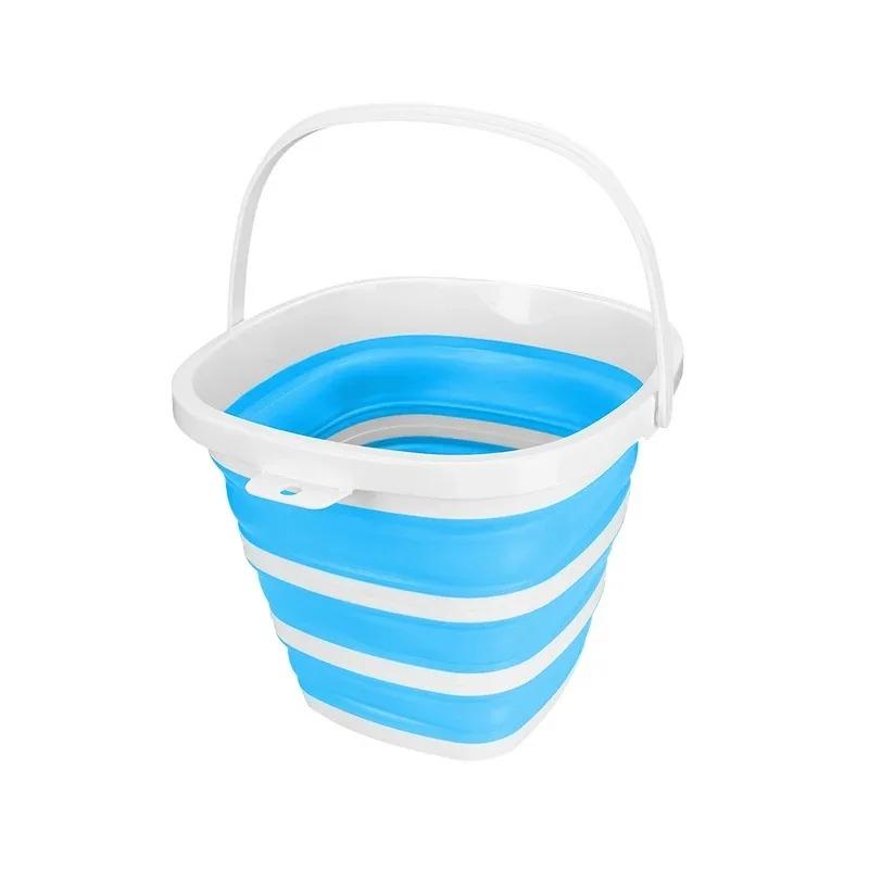Bathroom Silicone Folding Bucket Outdoor Car Wash Bucket Square Fishing Supplies 10L Cooking Area Camp Bucket for Home