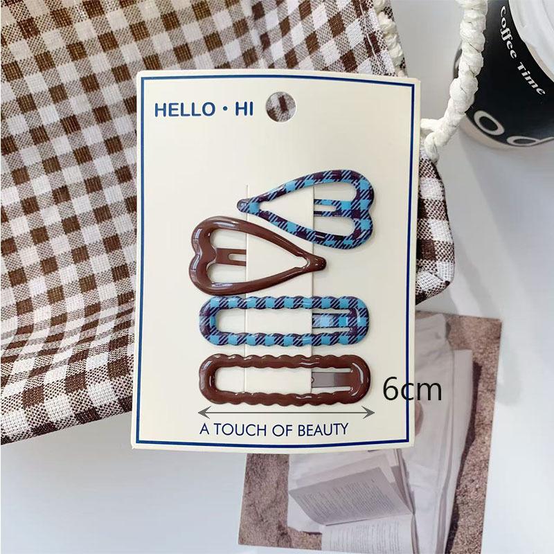 4Pcs/Set Retro Morandi Plaid Bb Hair Clips Daily Side Bangs Clip Baby Hairpin For Women And Girls Hair Accessory