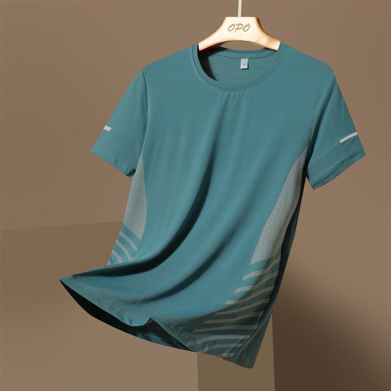Ice Silk Running Shirts Men Loose Printing Short Sleeve Top Basketball Gym Sportswear for Male Fitness Workout Quick Dry Tee