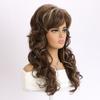 Pelucas Marrones Mixtas Naturales Sintéticas con Mechas Rubias para Mujer, Suaves, Uso Diario, Cabello Largo Rizado, Peluca para Fiesta de Disfraces, Fibra Resistente al Calor