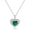S925 Silver Lab-Grown Emerald Heart Pendant: Retro European-American Style Necklace for Women