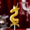 1Pc Gold/Silver Crown Bowknot Number Candle - Birthday Valentine's Day Cake Party Decor