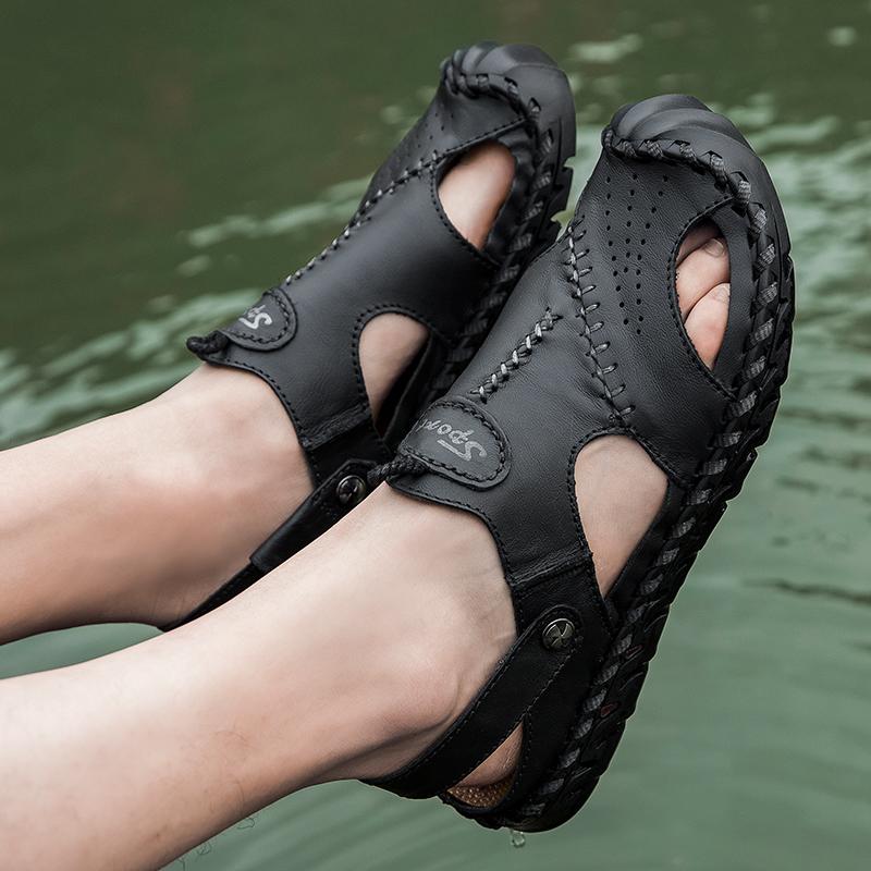 Модные римские сандалии Мужская обувь уличная мода мужская Пляжная обувь Мягкая удобная — фото 7