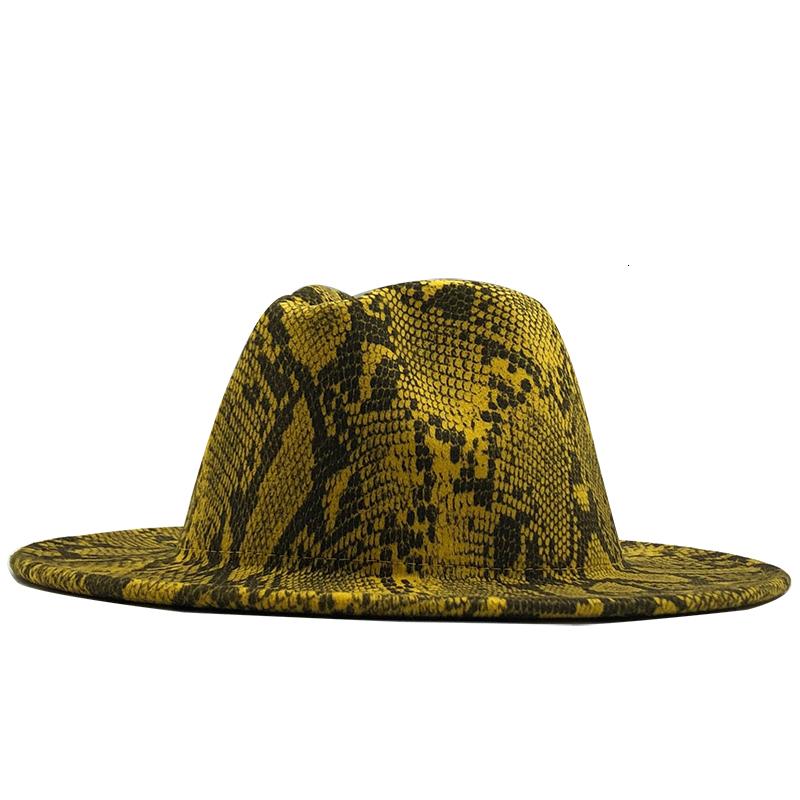 

Популярные шерстяные фетровые шляпы с широкими полями Fedora для женщин, полосатая джазовая кепка из змеиной кожи, женская зимняя панама 56 -58cm