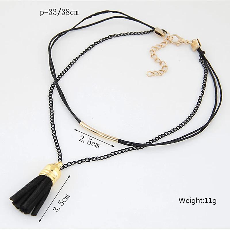 

Long Tassel Pendents Necklaces for Women Bohemian Elegant Sweater Chain Gold Color Link Exaggerated European Female Neck Zircon