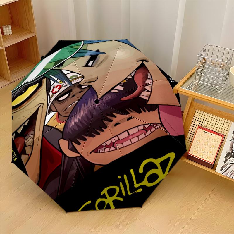 Gorillaz Windproof Auto 8 Rib Folding Umbrella Portable Outdoor Parasol