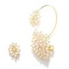 New zircon flower earrings for women inlaid with zircon ear hooks personality temperament tassel earrings gold