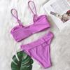 Sexy Bikini Solid Color Strapless High Waist Swimwear Women's Swimwear