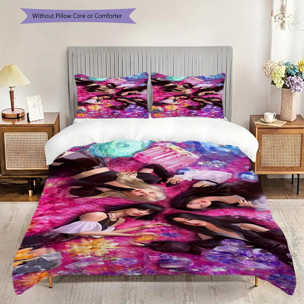 Vibrant Fashion Fusion Three-piece set (1 * duvet cover + 2 * pillowcase, without core) 2D Flat Bedding set Christmas birthday gift