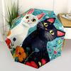 1pc Cats Flowers Automatic Umbrella   Auto Open/Close Folding Umbrella with  8 Rib Frame, 3 Fold Compact Umbrella for Men & Women, 130