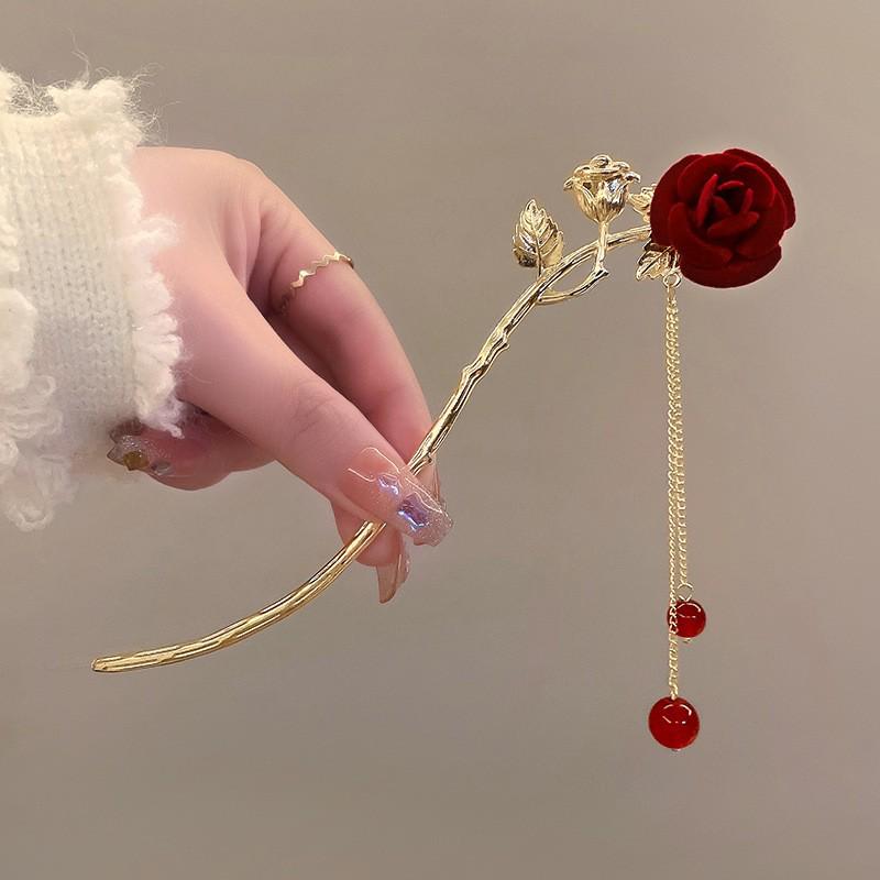 Tassel Flower Hairpin: Elegant Chinese Style Hanfu & Qipao Hair Accessory for Women