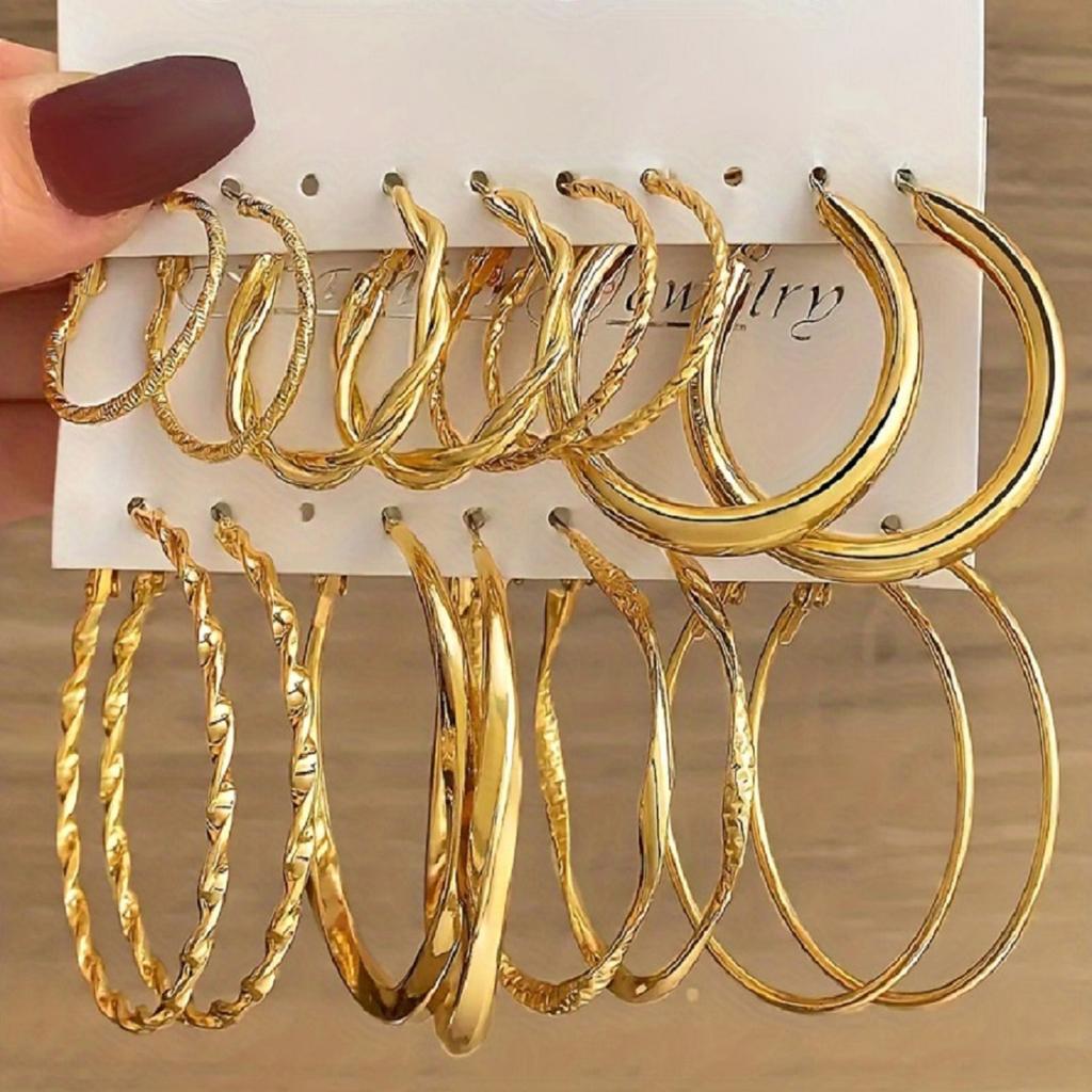 Hot-selling simple large circle metal irregular circle stud earrings set creative personality earrings set earrings