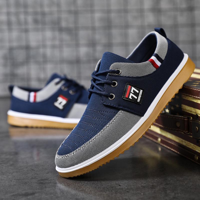 2025 Men's Breathable Canvas Lace-up Casual Shoes for Middle-aged and Elderly