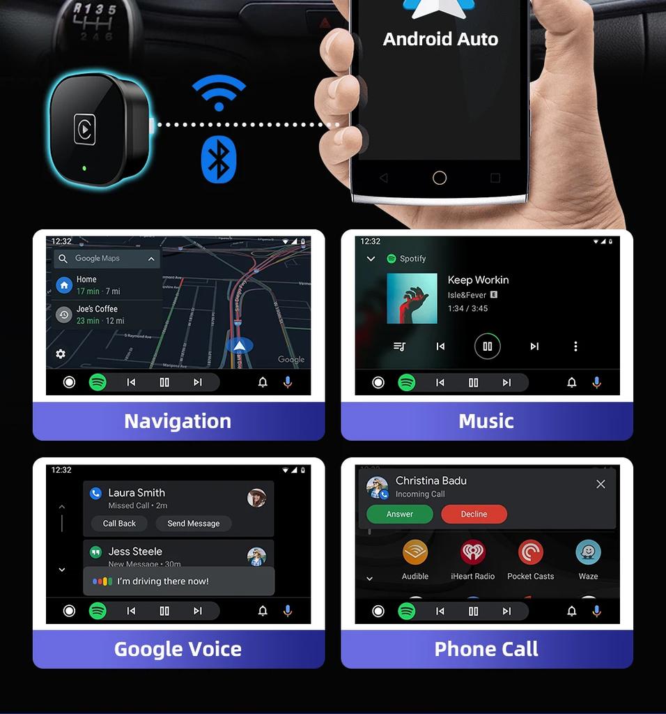 2in1 Wired To Wireless CarPlay Android Auto Adapter for OEM Car Stereo With USB Plug and Play  For Volvo Benz Mg Kia Chery VW