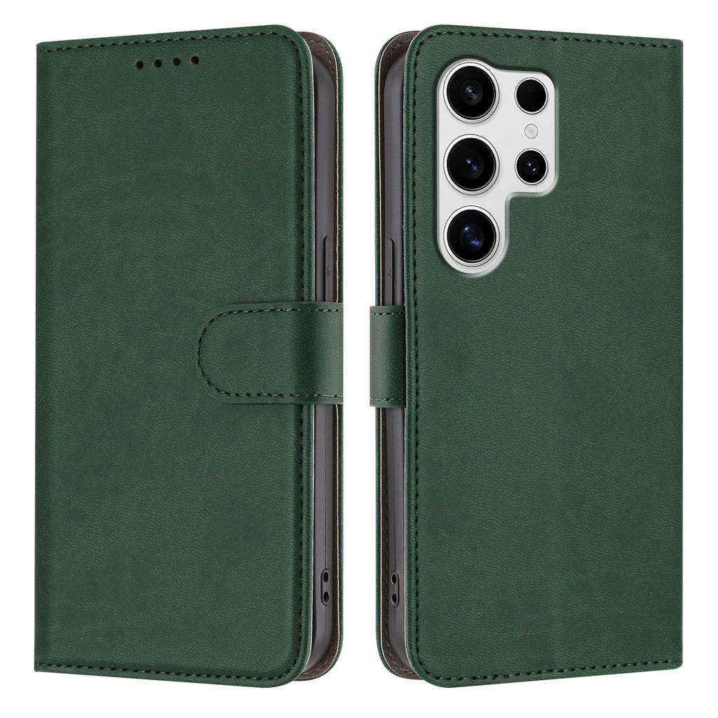 For Samsung Galaxy S24 Ultra Leather Case Solid Color Phone Cover with Wallet