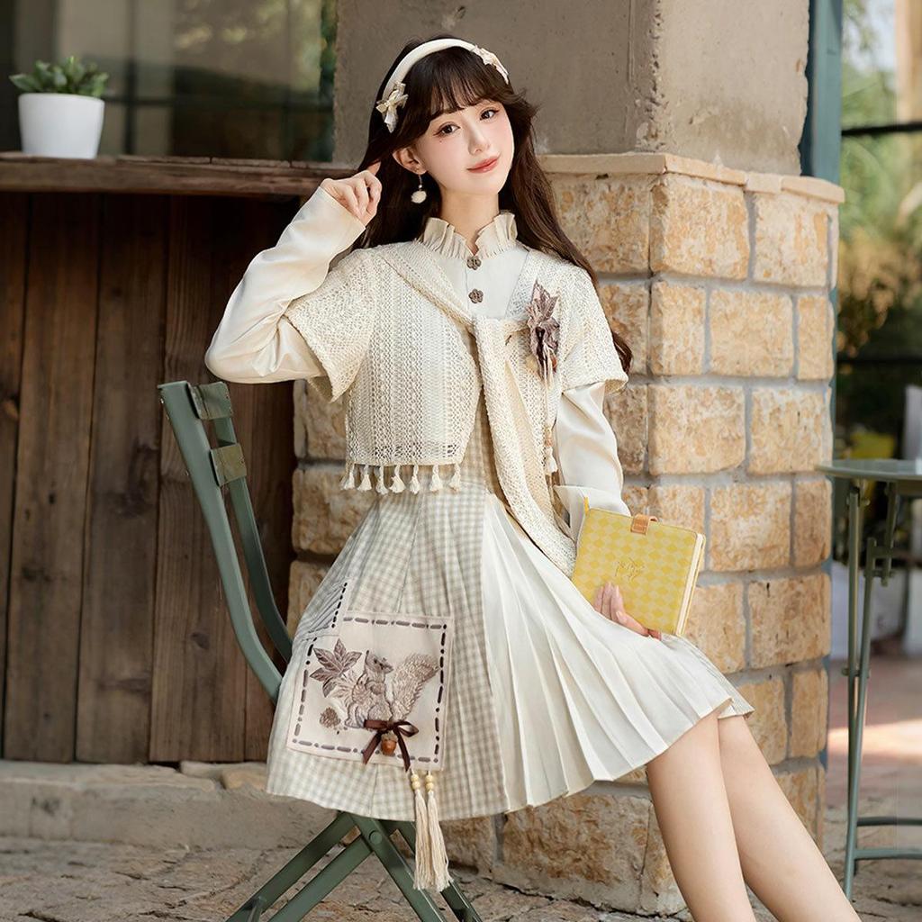Yi Meng Ge Herbstfrucht Hanfu Damen Chinesischer Stil Oberteil & Kleid Set