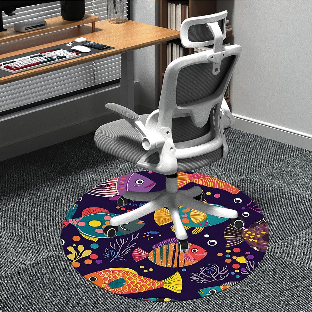 

1pc Fishes Ocean Chair Carpet for Office, Non-slip, Soft and Durable Office Rug for Decoration, Perfect for Office yy260325070 80cm by 80cm