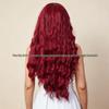 Wine Red Long Curly Wig with Full Bangs and Straight Ends - New Style