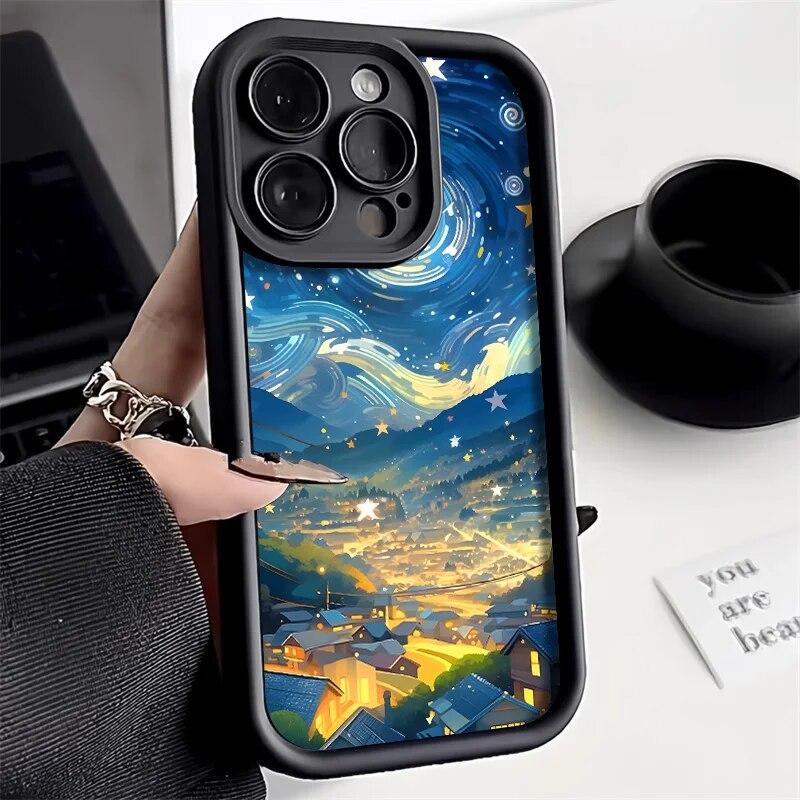 Landscape Phone Case For iPhone 14 Pro Max Case iPhone 11 12 13 15 Pro Max XR XS X 7 8 Plus SE 2020 Gradient Watercolor Cover