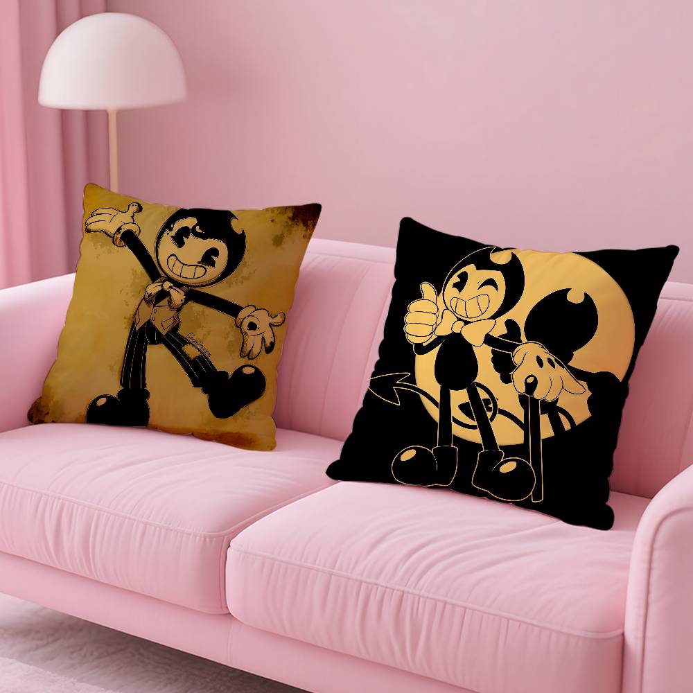 Anime Bendy and the Ink Machine Pillow Case Anti-dustmite Pillowcase Invisible Zipper Silky Short Plush Sofa Cushion Cover
