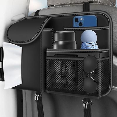 Car Seat Back Hanging Bag Multifunction High-grade Leather Car Storage Bag Auto Handbag Water Bottle Holder Car Rear Storage Bag