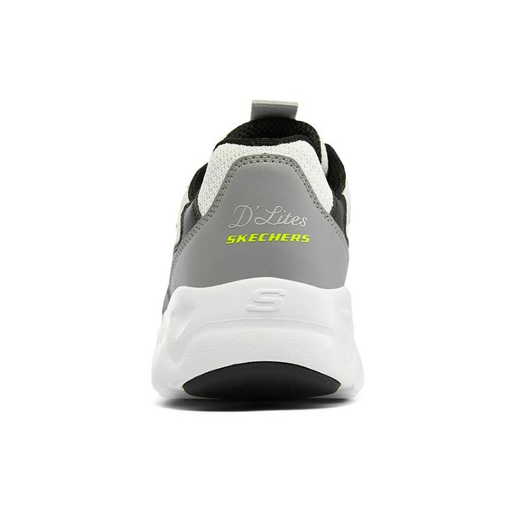 Skechers DLites Airy Breathable Low-Top Dad Sneakers Women sneakers White Gray Green 896041-WBK
