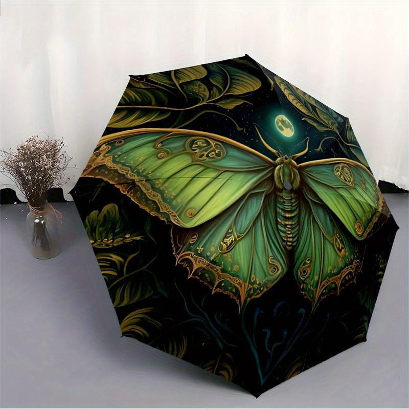 1pc Butterfly Moonlit Compact Travel Umbrella, Automatic Folding Lightweight Windproof 8-Bone Reinforced Design, Portable for Backpack Durab