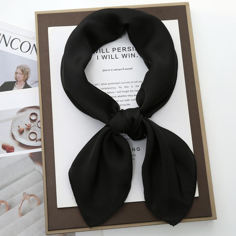 70cm Solid Color Small Square Scarf Women Trendy Versatile Neck Scarf Match Blazer Shirts Decorative Bandana